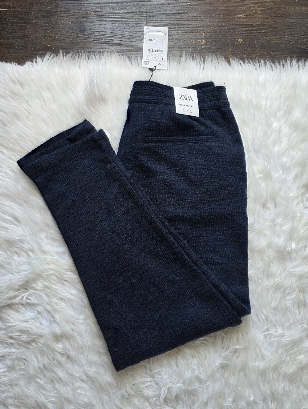 Zara Men Navy Blue Knit Jogger Pants